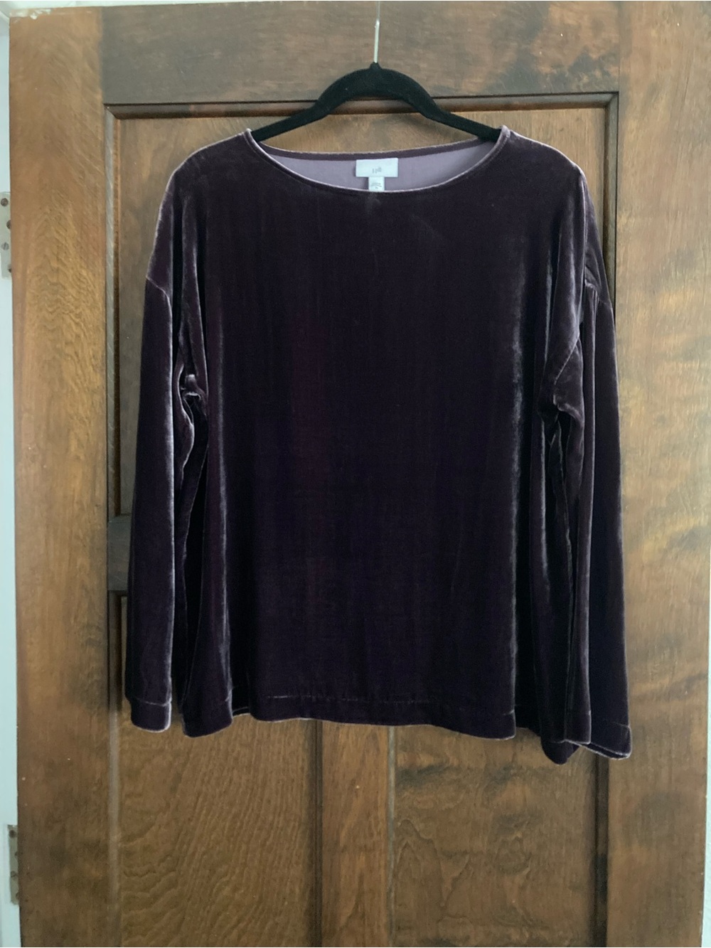 J. Jill Velvet Long-Sleeve Top- Plum